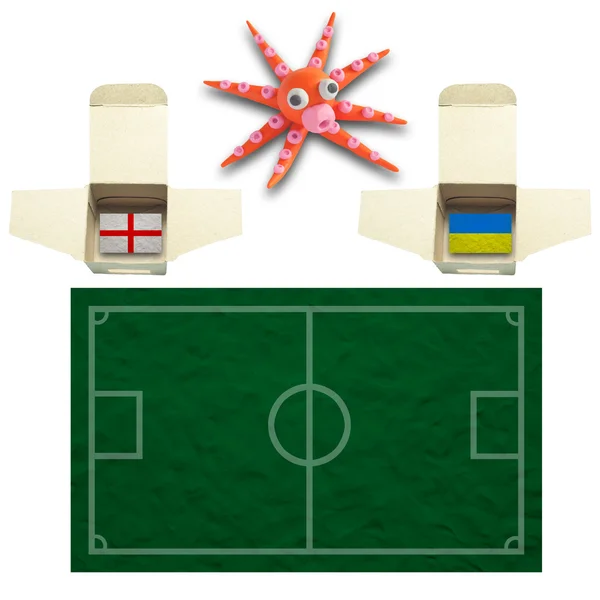 Tintenfisch-Fußball mit der Flagge Ukraine und England — Stockfoto