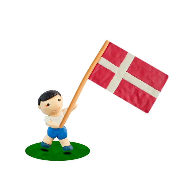 Fútbol infantil con la bandera de Dinamarca — Foto de Stock