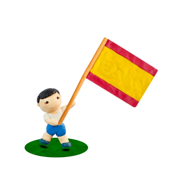 Fútbol infantil con la bandera de España — Foto de Stock