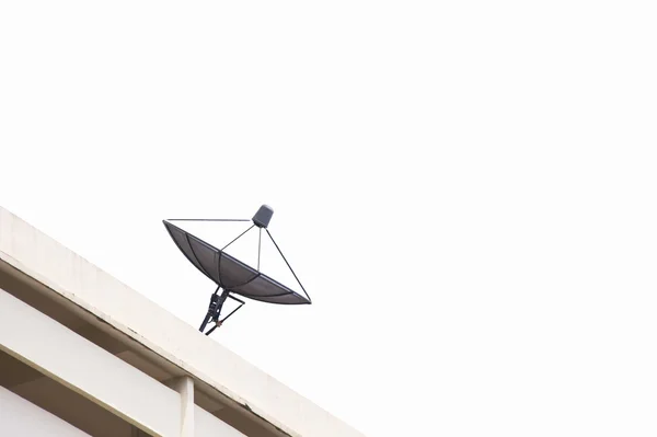 Satellite Dish on Building; White background — Stock Photo, Image