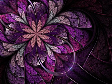 Bright-colored fractal flower, stylish modern design clipart