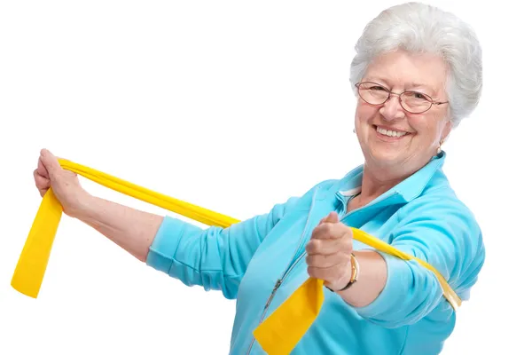 Donna anziana in palestra — Foto Stock