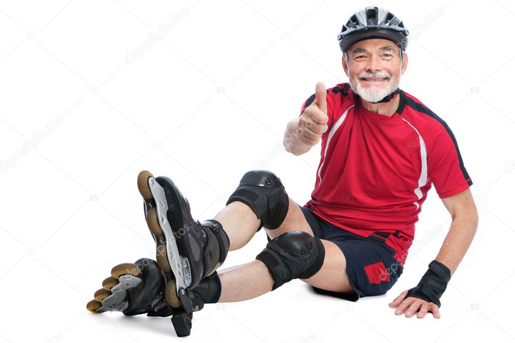 Senior man inline skating — Stock Photo © alexraths 10077700