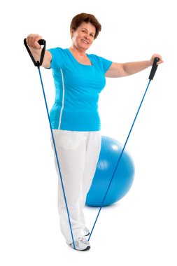 Senior woman in gym clipart