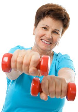 Senior woman in gym clipart