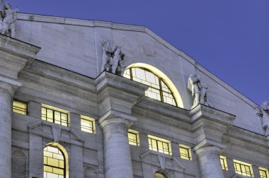 Dusk on stock exchange gable clipart