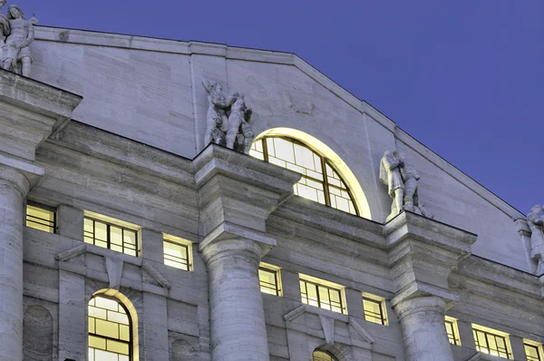 stock image Dusk on stock exchange gable