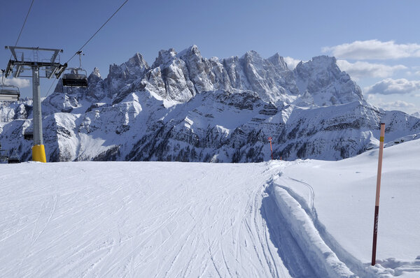 Laresei ski-run at falcade, dolomites