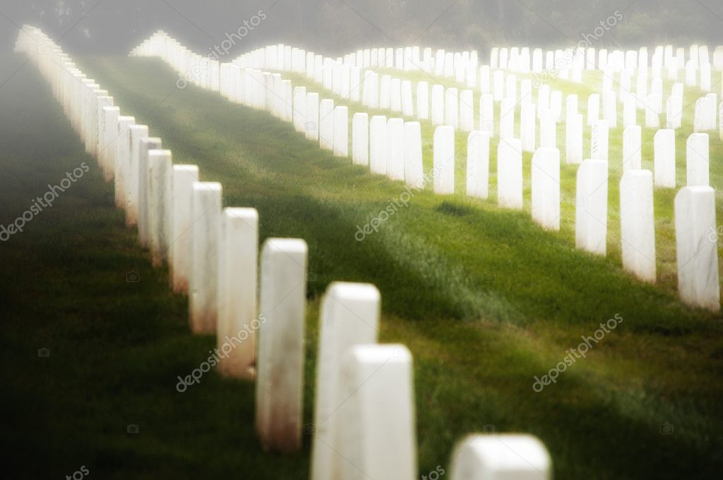Military cemetery gravestones