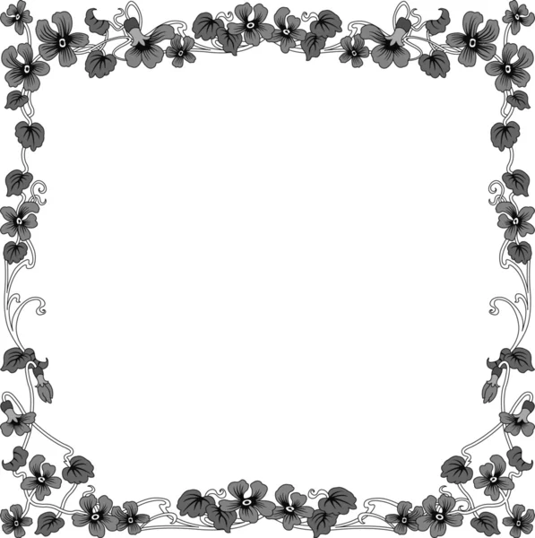Historical frame in gray with floral ornaments in square format — Stock Vector