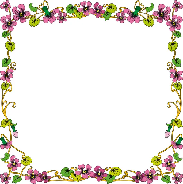 正方形フォーマットで花飾りの色で歴史的なフレーム — ストックベクタ