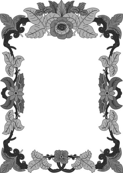 Historical frame in gray with floral ornaments in DIN format — Stock Vector