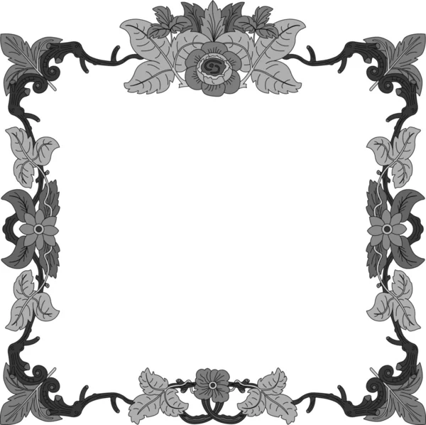 Cadre historique en gris avec ornements floraux au format carré — Image vectorielle
