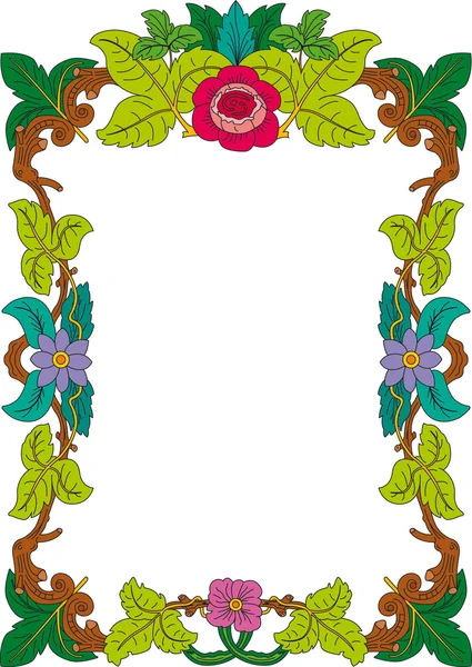 Cadre historique en couleur avec ornements floraux au format DIN — Image vectorielle