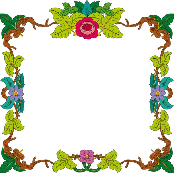 Marco histórico en color con ornamentos florales en formato cuadrado — Vector de stock