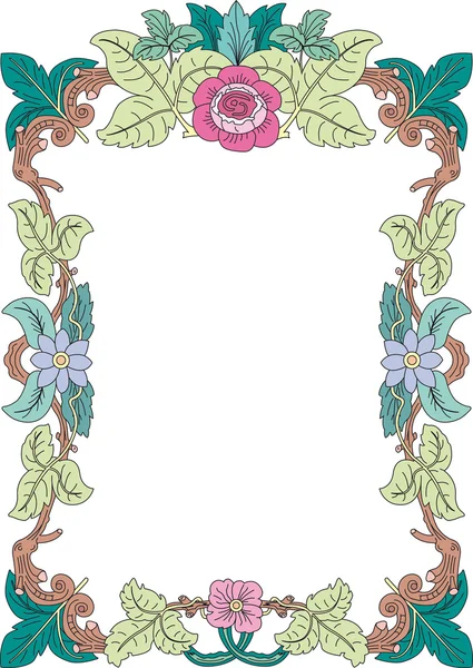 Historical frame in pastel with floral ornaments in DIN format — Stock Vector