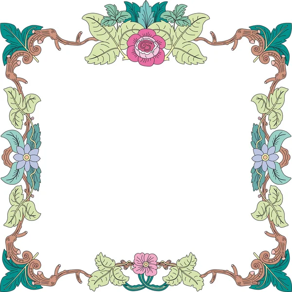 Historische frame in pastel met florale ornamenten in vierkant formaat — Stockvector