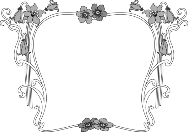 Historical frame in gray with floral ornaments — Stock Vector