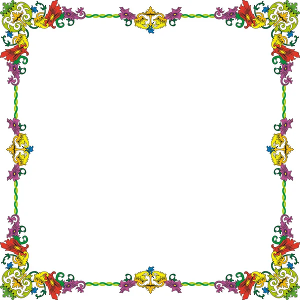 กรอบประวัติศาสตร์ในสีที่มีเครื่องประดับดอกไม้ในรูปแบบสี่เหลี่ยม — ภาพเวกเตอร์สต็อก