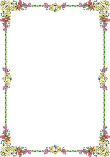 Cadre historique en pastel avec ornements floraux au format DIN — Image vectorielle