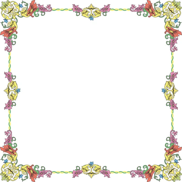 正方形フォーマットの花の飾りとパステルで歴史的なフレーム — ストックベクタ