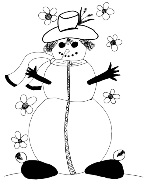 Muñeco de nieve dibujado a mano — Archivo Imágenes Vectoriales