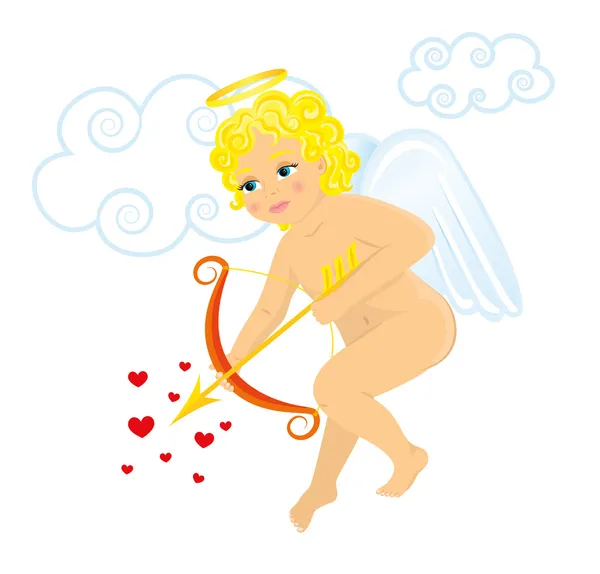 Valentine 's Day baby Cupid with bow — стоковый вектор