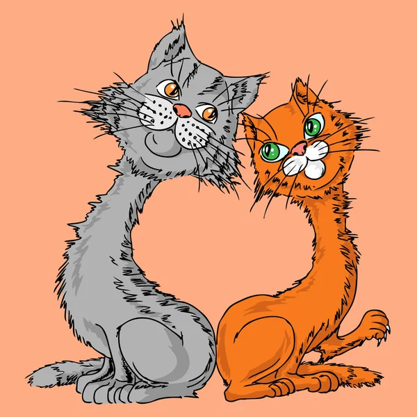 Les amoureux des chats. Illustration vectorielle . — Image vectorielle