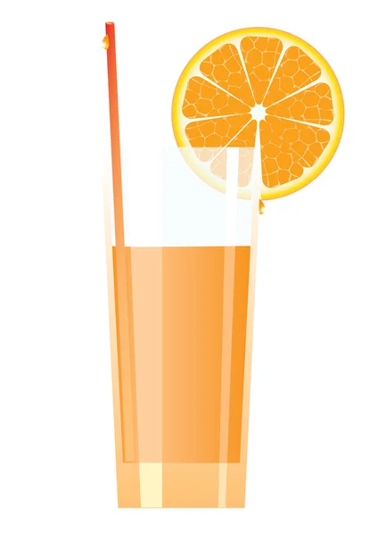 Cocktail in high glass with orange. Vector. — Stock Vector