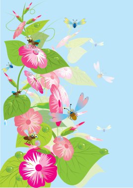 Kelebekler ve yusufçuk ile ağacı.