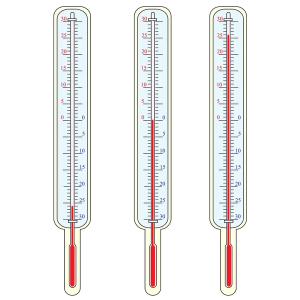 Thermometer shows a temperature — Stock Vector