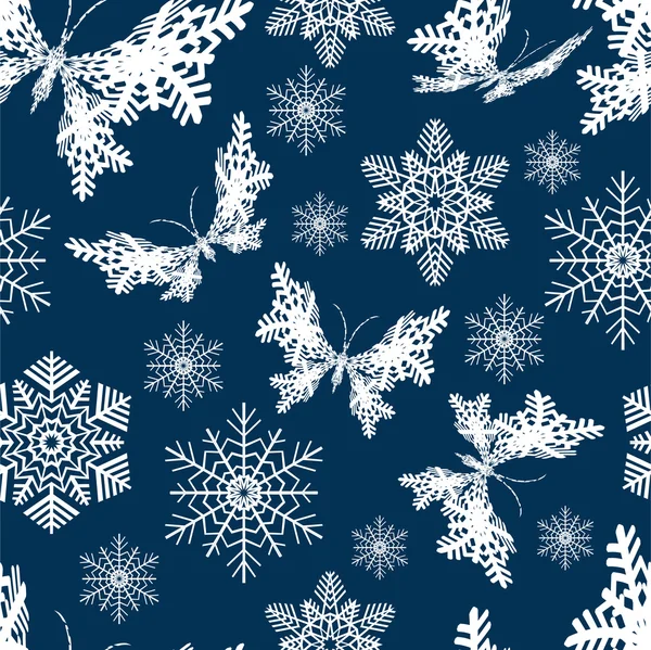 Mariposa de nieve. Ilustración vectorial. Sin costuras . — Vector de stock