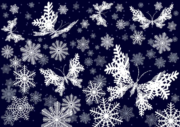 Mariposa de nieve. Ilustración vectorial. Sin costuras . — Archivo Imágenes Vectoriales