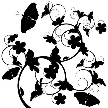 Tree with butterflies and dragonflies. clipart