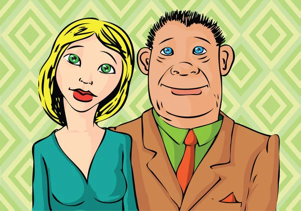 Retrato familiar, o marido e a esposa . — Vetor de Stock