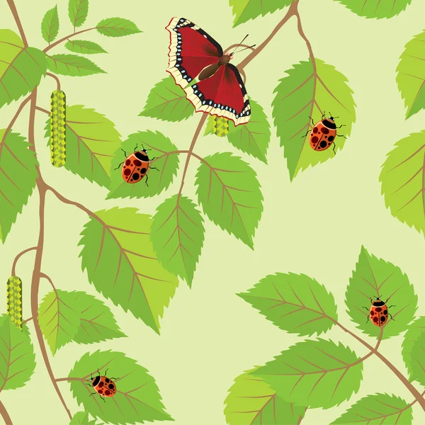 花与蝴蝶和蜻蜓的背景。矢量插画-桌面 — 图库矢量图片