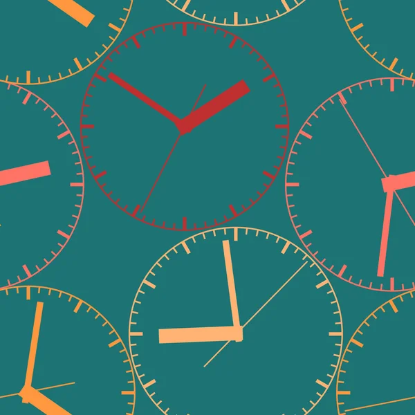 Wall clock. Vector illustration. Seamless. — Stock Vector