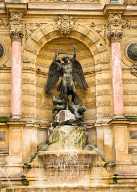 Saint Michel fountain in Paris clipart