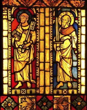 Stained glass featuring St. Peter and St. Paul clipart