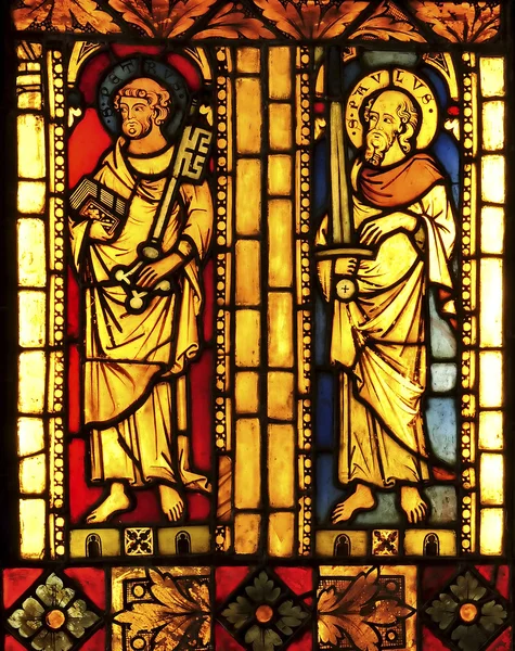 Стекло с изображением святых Петра и Павла Лицензионные Стоковые Изображения
