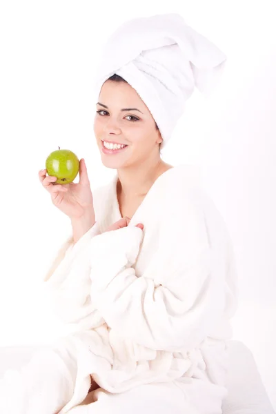 Žena jablko — Stock fotografie