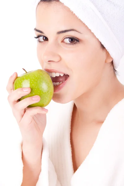 Γυναίκα διατροφικές apple — Φωτογραφία Αρχείου