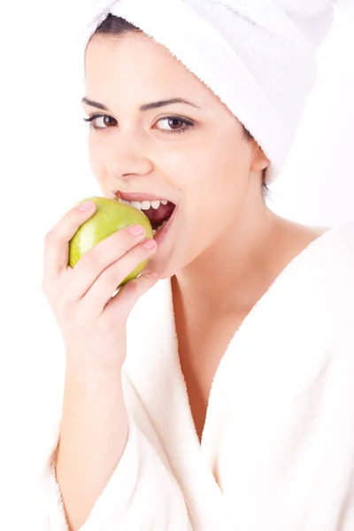 Mujer comiendo manzana —  Fotos de Stock