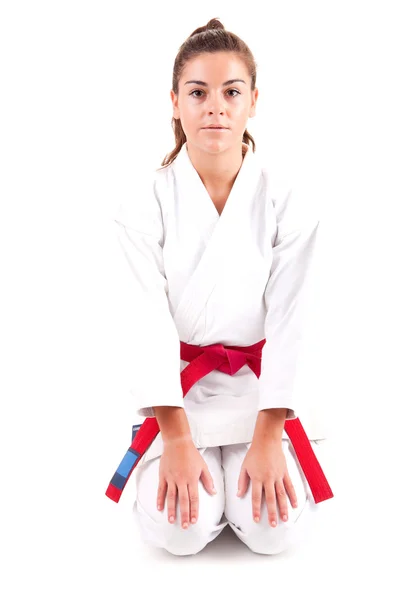 stock image Young woman in karate outfit