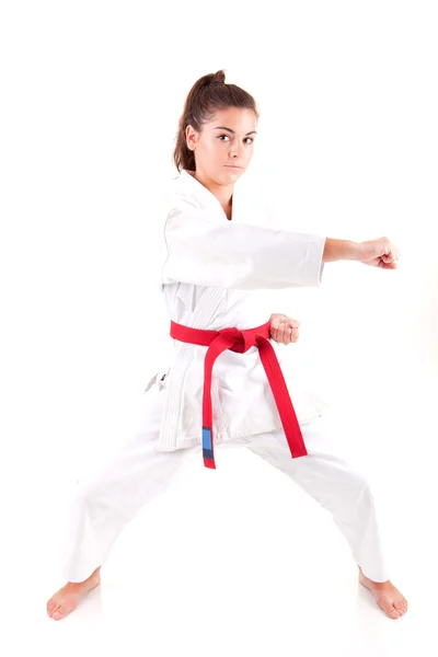 Stock image Young woman in karate outfit