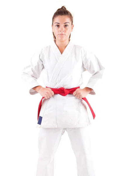 stock image Young woman in karate outfit