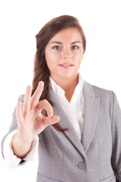 [ok] を信号を送るビジネス女性 — ストック写真