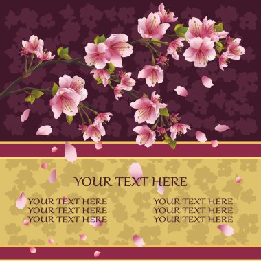 Background with sakura branch - Japanese cherry tree clipart