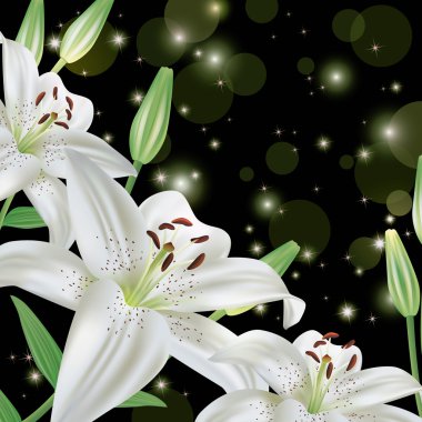 Greeting or invitation card with white lily clipart