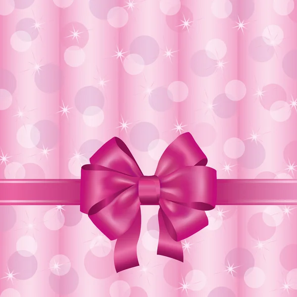 Pink background with ribbon and bow — Stock Vector